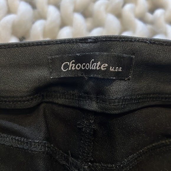 💥4 for $25💥 Chocolate black vegan leather skinny pants - Picture 4 of 6